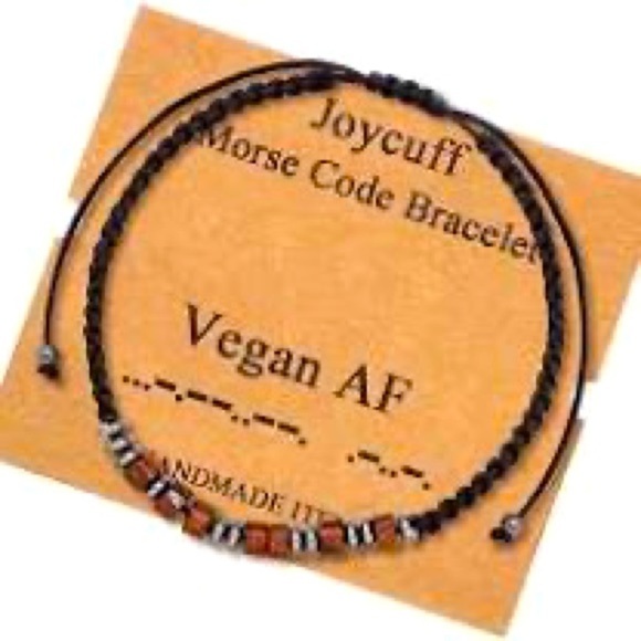 VEGAN AF morse code adjustable bracelet - Picture 1 of 8